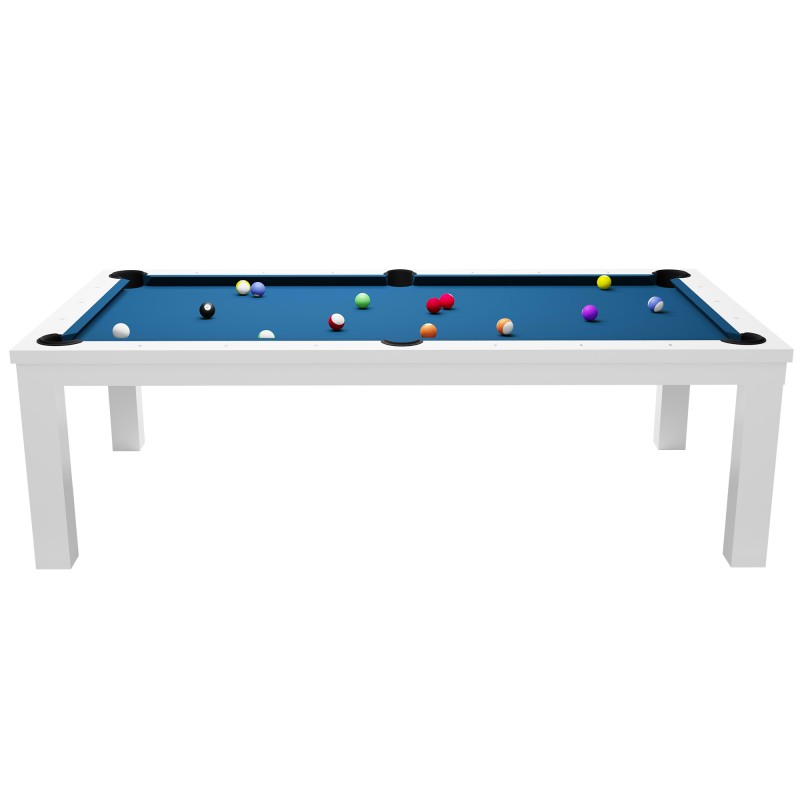 Billardtisch / Esstisch, Pool, Rasson Penelope II, inkl. Abdeckplatte, weiß-glänzend, display piece