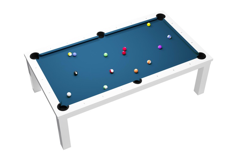Billardtisch / Esstisch, Pool, Rasson Penelope II, inkl. Abdeckplatte, weiß-glänzend, display piece