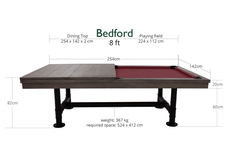 Billardtisch / Esstisch, Pool, Rasson Bedford, grau gebeizt