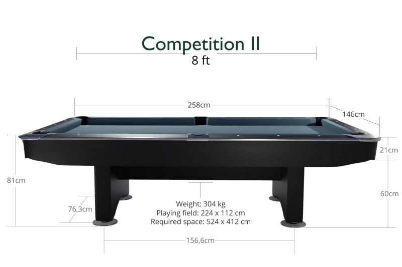 Billardtisch, Pool, Competition II, schwarz matt