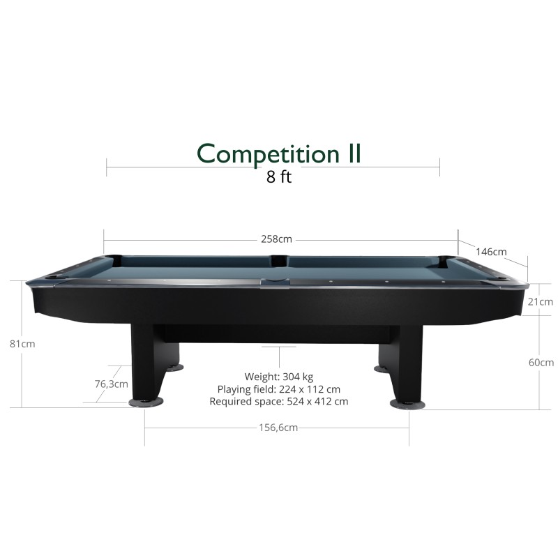 Billardtisch, Pool, Competition II, schwarz matt