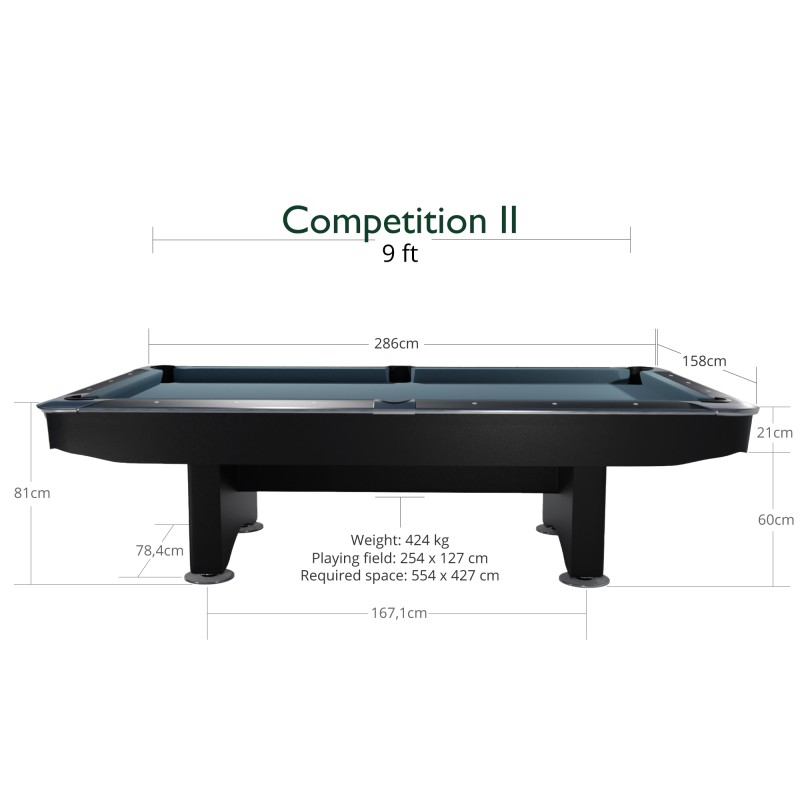 Billardtisch, Pool, Competition II, schwarz matt