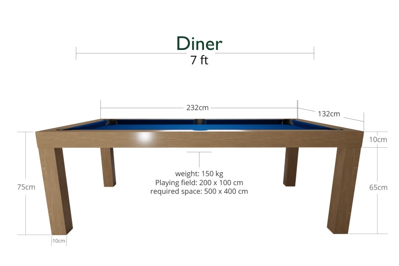 Billardtisch / Esstisch, Pool, Diner, eiche