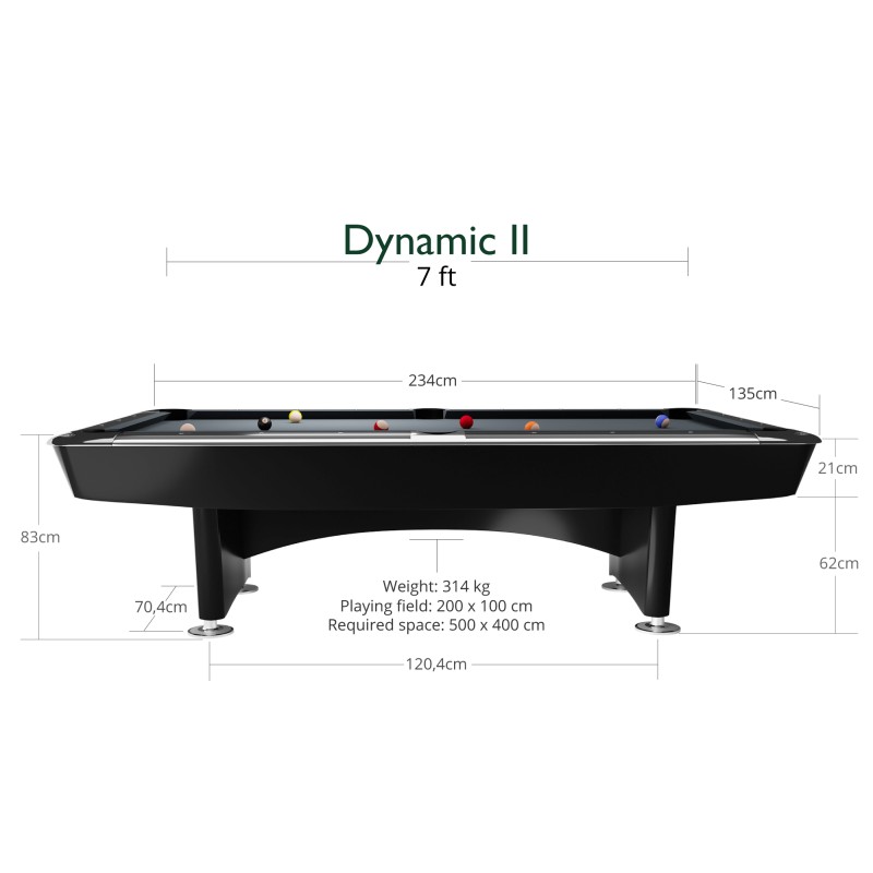 Billardtisch, Pool, Dynamic II, schwarz glänzend