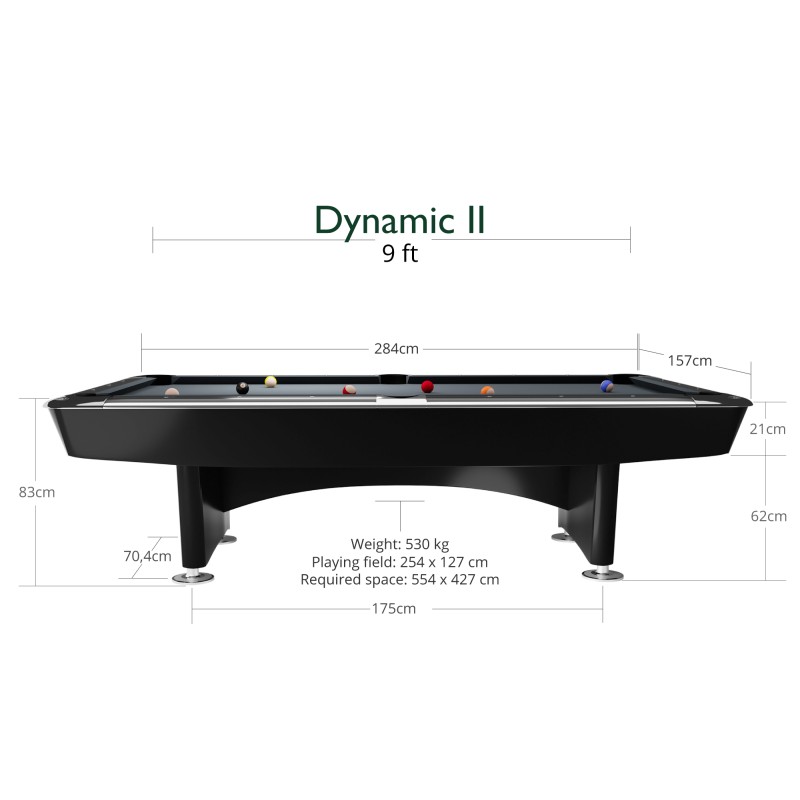 Billardtisch, Pool, Dynamic II, schwarz glänzend