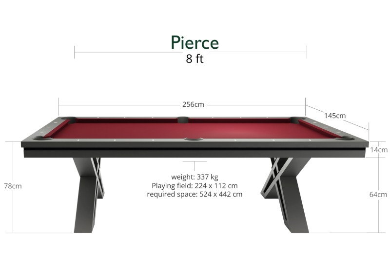 Billardtisch / Esstisch, Pool, Rasson Pierce, 8 ft. (Fuß), dunkelgrau