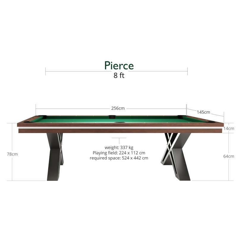 Billardtisch / Esstisch, Pool, Rasson Pierce, 8 ft. (Fuß), walnuss