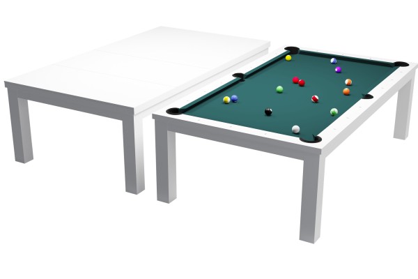 Billardtisch / Esstisch, Pool, Rasson Penelope II, inkl. Abdeckplatte, weiß-glänzend