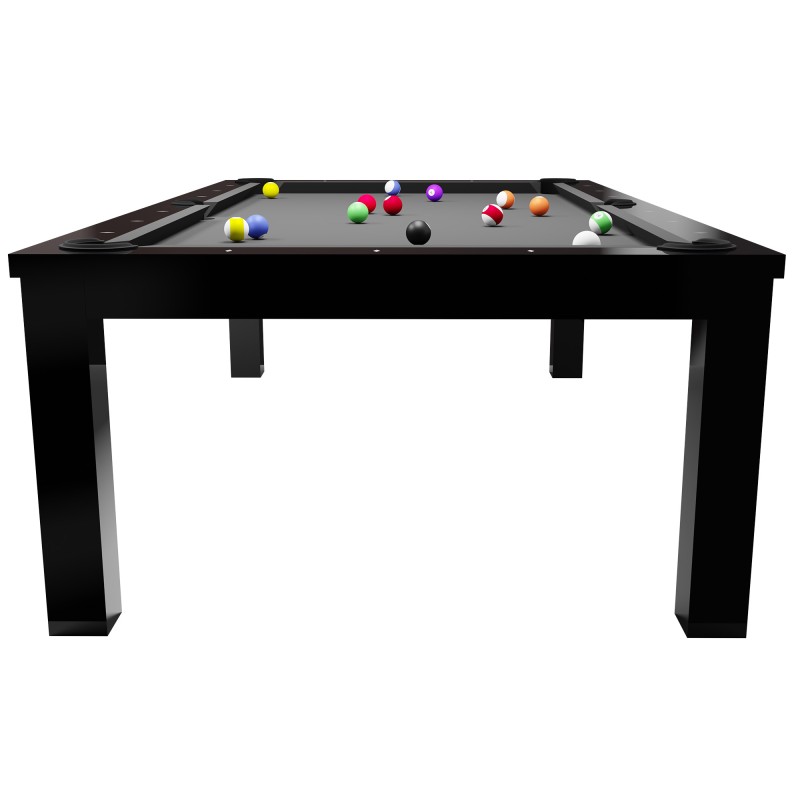 Billardtisch / Esstisch, Pool, Rasson Penelope II, inkl. Abdeckplatte, schwarz-glänzend