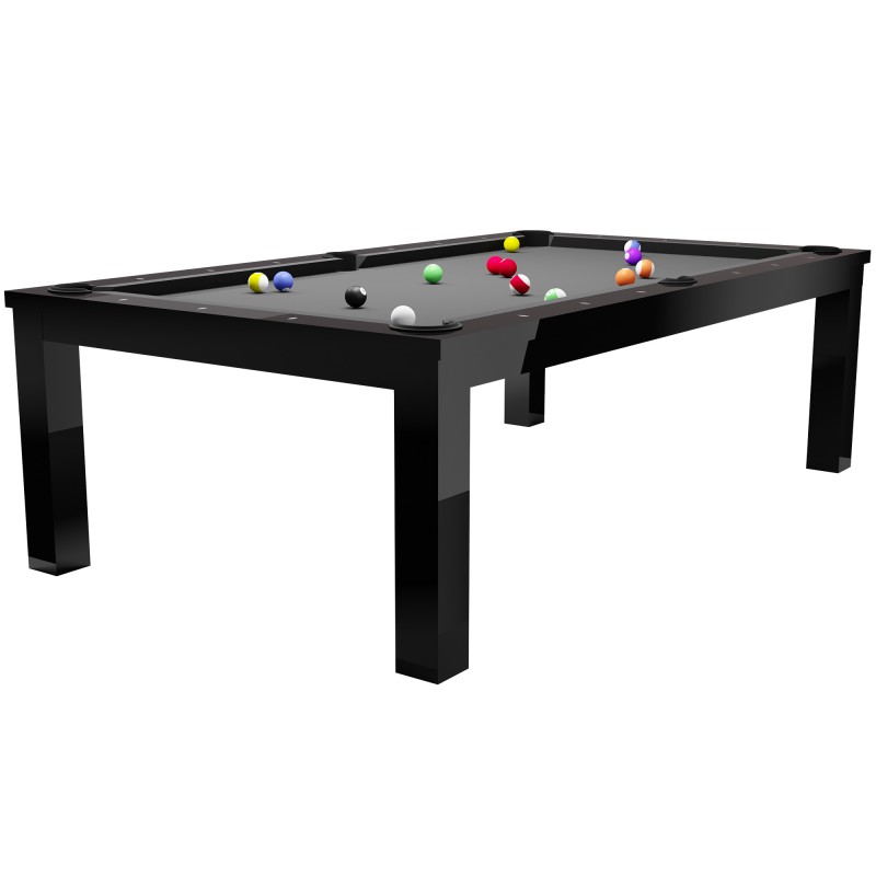 Billardtisch / Esstisch, Pool, Rasson Penelope II, inkl. Abdeckplatte, schwarz-glänzend
