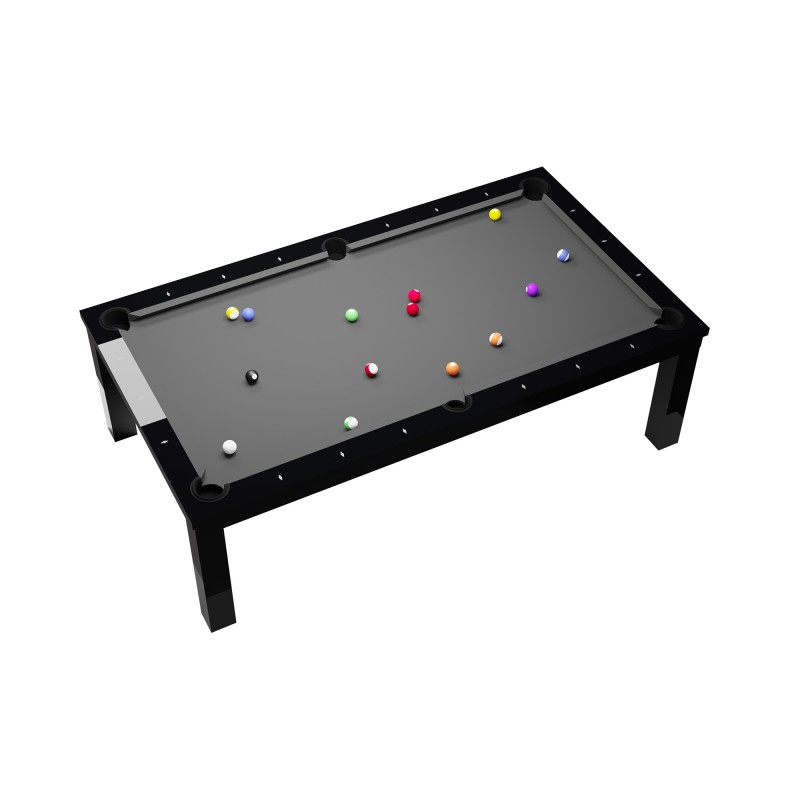 Billardtisch / Esstisch, Pool, Rasson Penelope II, inkl. Abdeckplatte, schwarz-glänzend