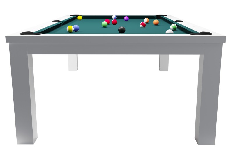 Billardtisch / Esstisch, Pool, Rasson Penelope II, inkl. Abdeckplatte, weiß-glänzend