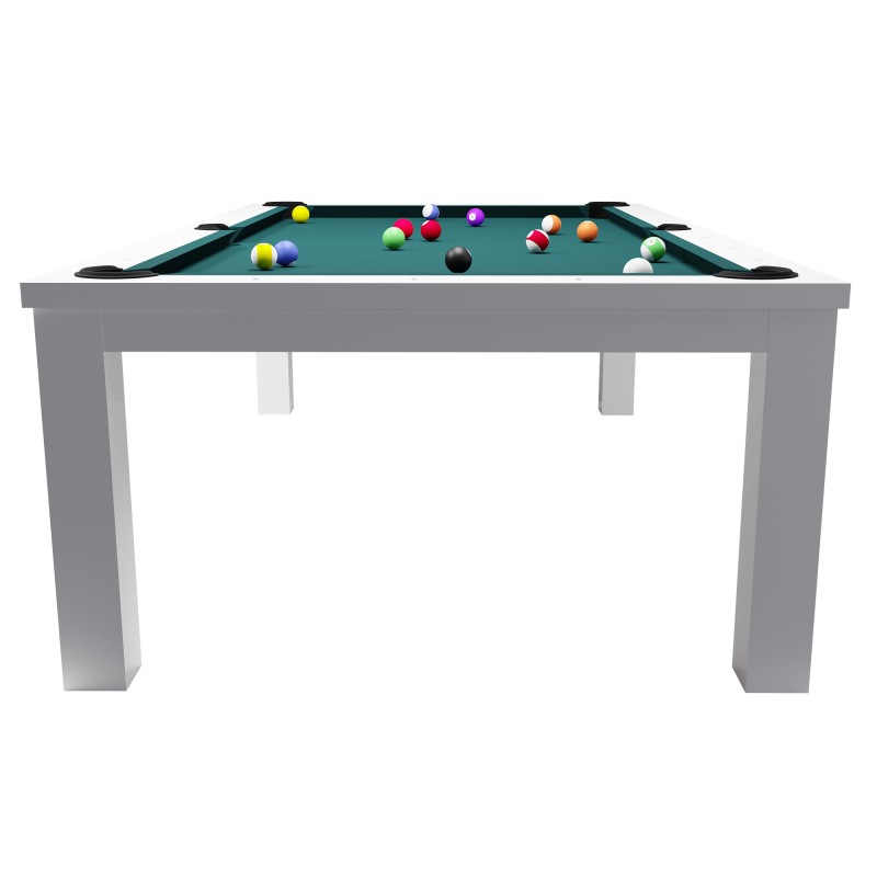 Billardtisch / Esstisch, Pool, Rasson Penelope II, inkl. Abdeckplatte, weiß-glänzend