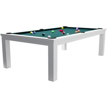 Billardtisch / Esstisch, Pool, Rasson Penelope II, inkl. Abdeckplatte, weiß-glänzend