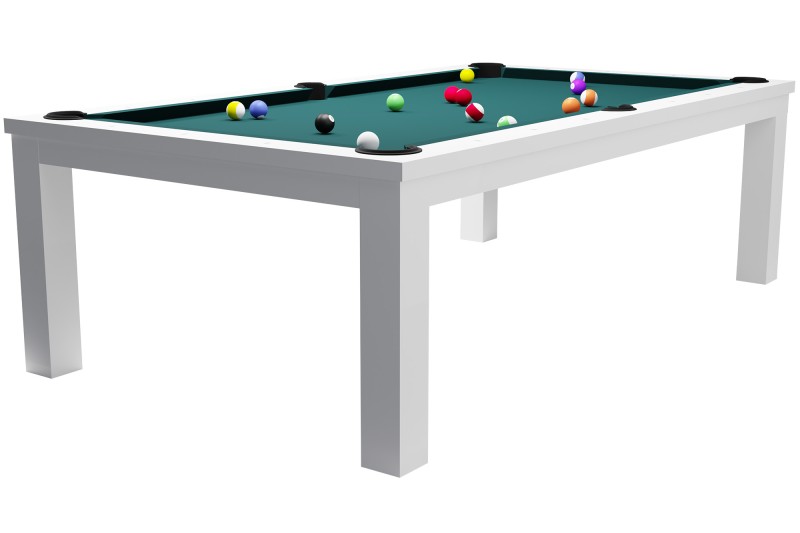 Billardtisch / Esstisch, Pool, Rasson Penelope II, inkl. Abdeckplatte, weiß-glänzend