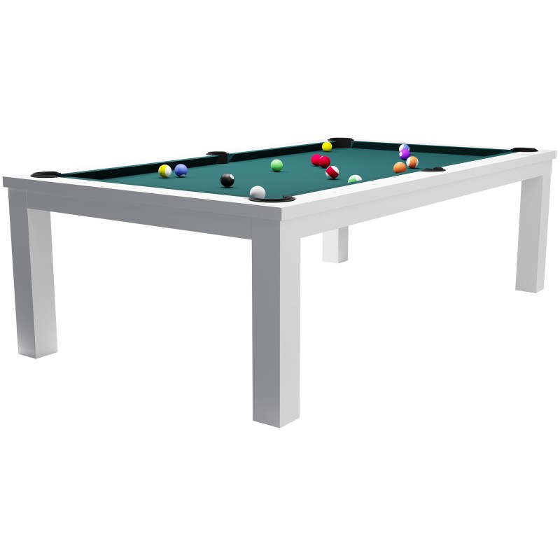 Billardtisch / Esstisch, Pool, Rasson Penelope II, inkl. Abdeckplatte, weiß-glänzend