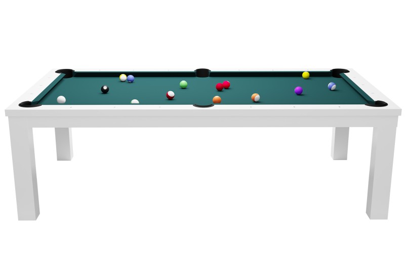 Billardtisch / Esstisch, Pool, Rasson Penelope II, inkl. Abdeckplatte, weiß-glänzend