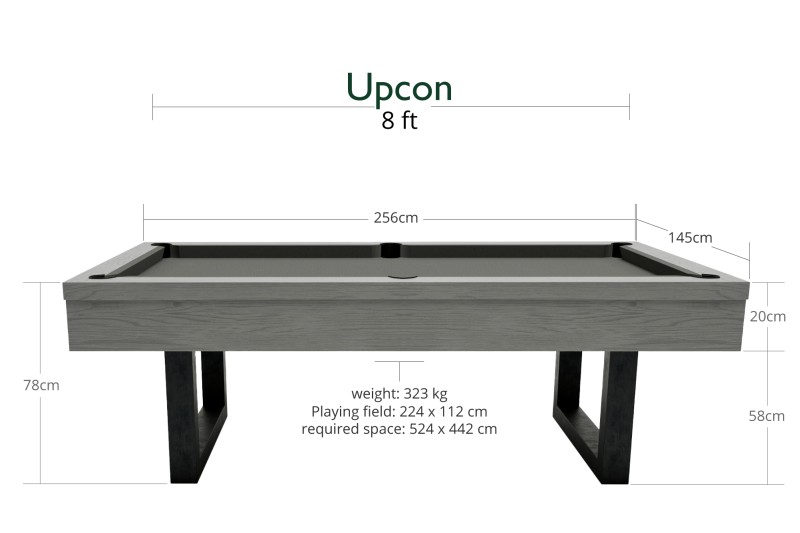 Billardtisch, Pool, Upcon, 8 ft. (Fuß), graue Eiche