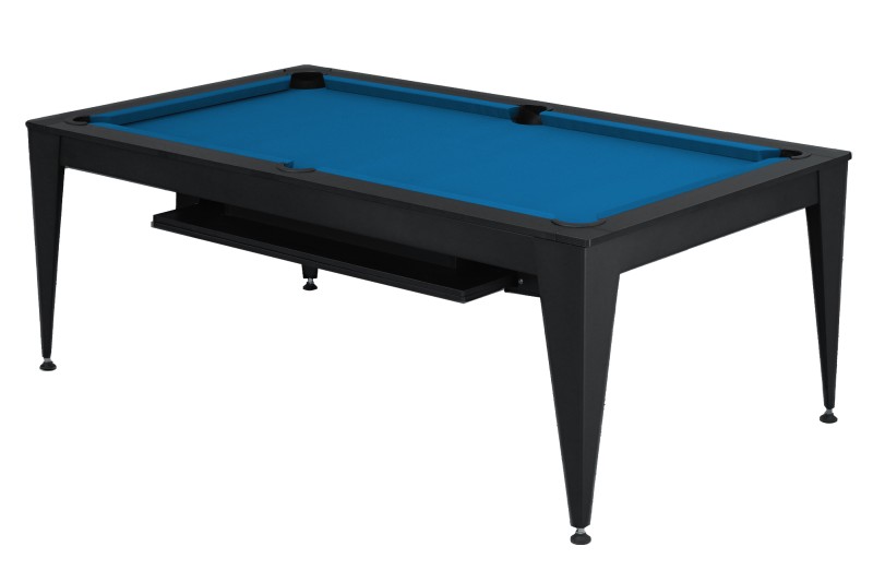 Billardtisch / Esstisch, Pool, Vancouver III, 7 ft. (Fuß), schwarz/schwarz, blaues Tuch